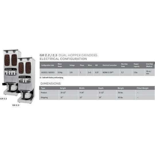 Fetco GR-2.3 Dual Hopper Coffee Grinder G02013 2 Fetco GR-2.3 Dual Hopper Coffee Grinder G02013